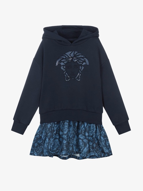 Versace Other - NWT! Versace Girls Navy Crystal Front Dress - 14Y